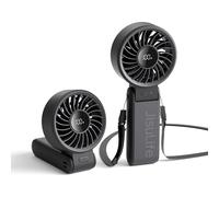 JISULIFE Portable Handheld Fan Life7: 3-in-1 Hand, Desk & Neck Fan-Black | 19.5H Max Cooling, 5-Speed, LED Display, 5000mAh Rechargeable,USB Foldable Fan for Travel/Concerts/Cruise/Sports Events/Gifts