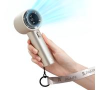 JISULIFE Portable Handheld Fan,Speed(1-100) Adjustable Turbo Mini Fan,5000mAh Battery Rechargeable Personal Fan with Metal Body,Digital Display,For Women Men Travel/Camping/Outdoor-Brown