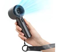 JISULIFE Portable Handheld Fan,Speed(1-100) Adjustable Turbo Mini Fan,5000mAh Battery Rechargeable Personal Fan with Metal Body,Digital Display,For Women Men Travel/Camping/Outdoor-Grey