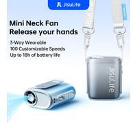 JISULIFE Portable Neck Fan 4500mAh Battery with 100 Wind Speed Wearable Waist Fan with LED Display Ultra-Lightweight Fashion fan Blue