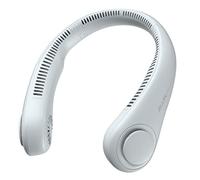 JISULIFE Portable Neck Fan, Hands-Free Bladeless,4000 mAh Battery Operated Wearable Personal Fan, Twistable, Rechargeable, Gift for Women Men-Grey