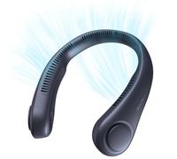 JISULIFE Portable Neck Fan, Hands Free Bladeless, 5 Speeds, 4000 mAh Battery Operated Wearable Personal Fan, Twistable, Rechargeable, Gift for Women Men-Blue