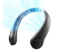 JISULIFE Portable Neck Fan, Hands-Free Bladeless, 5 Speeds, 4000 mAh Battery Operated Wearable Personal Fan, Twistable, Rechargeable, Gift for Women Men-Black