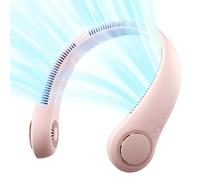 JISULIFE Portable Neck Fan, Hands-Free Bladeless, 5 Speeds, 4000 mAh Battery Operated Wearable Personal Fan, Twistable, Rechargeable, Gift for Women Men-Pink