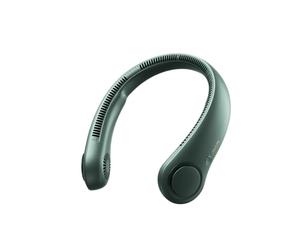 JISULIFE Portable Neck Fan, Hands Free Bladeless, 5 Speeds, 4000 mAh Battery Operated Wearable Personal Fan, Twistable, Rechargeable, Gift for Women Men-Dark Green