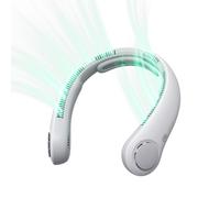 JISULIFE Portable Neck Fan Life 4, Neckbrace Bladeless, Hands Free, 5 Speeds, 5000mAh Rechargeable, Quiet, for Outdoor Indoor,White