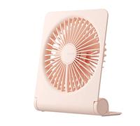 JISULIFE Small Portable USB Rechargeable Fan, 160° Tilt Folding Personal Mini Fan with 4500mAh Battery, Strong Wind, Ultra Quiet, 4 Speed Modes for Office, Home, Camping - Pink