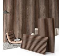 JISUO 2 Pack Acoustic Wood Panels for Wall and Ceiling, 47.2" x 23.6" Wood Slat Wall Panel for Noise Reduction, Decorative Sound Proof Paneling for Office Studio Home Theater Kitchen Island, Walnut