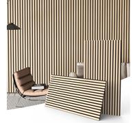 JISUO 2 Pack Acoustic Wood Panels for Wall and Ceiling, 47.2" x 23.6" Wood Slat Wall Panel for Noise Reduction, Decorative Sound Proof Paneling for Office Studio Home Theater Kitchen Island, Oak