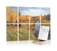 JISUO 48" x 32" Art Acoustic Wall Panels, Self-Adhesive Noise Dampening Panels for Walls, Decorative Acoustic Tiles for Home, Offices, Recording Studio Acoustical Treatments, 8 Pack, Autumn Riverbank