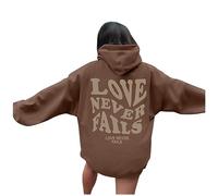 JISUXIAB Christian Winter Hoodies for Women Men UK Bible Verse Ladies Girls Y2K Jesus Loves You Letter Graphic Oversized Long Sleeve Pockets Sweatshirts Tops Hoodies for Men (A13-Brown,S)