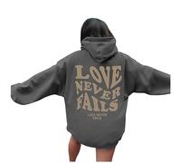 JISUXIAB Christian Winter Hoodies for Women Men UK Bible Verse Ladies Girls Y2K Jesus Loves You Letter Graphic Oversized Long Sleeve Pockets Sweatshirts Tops Mens Hoodie (A14-Dark Grey,S)