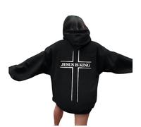 JISUXIAB Living Water Eternal Life Letter Graphic Christian Hoodies Womens Mens UK Jesus Faith Oversized Long Sleeve Winter Casual Pullover Tops Sweatshirts Oversized Hoodie Women (A90-Black,XL)