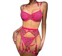 JISUXIAB Negligee Lenceria Extreme Sexy Dessous New Luxury Sexs Black Color Women Sexy Garter Lingerie Sex Bra And Panty Sets Lingerie Women (A1-Hot Pink, XXL)