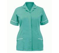 JISUXIAB Scrubs Tops Nurses Shirts for Women Ladies UK V Neck Short Sleeve Plus Size Healthcare Uniforms Medical Beauty Pockets Buttons Tunics Tops Women's Blouses & Shirts A18 Mint Green XXL