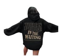 JISUXIAB There is Purpose in The Waiting Christian Hoodies for Men Women UK Bible Verse Letter Graphic Oversized Long Sleeve Girls Hooded Sweatshirt Pullover Y2K Hoodie (A70-Black,XL)