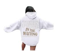 JISUXIAB There is Purpose in The Waiting Christian Hoodies for Men Women UK Bible Verse Letter Graphic Oversized Long Sleeve Girls Hooded Sweatshirt Pullover Mens Hoodie (A72-White,M)