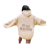 JISUXIAB There is Purpose in The Waiting Christian Hoodies for Men Women UK Bible Verse Letter Graphic Oversized Long Sleeve Girls Hooded Sweatshirt Pullover Work Hoodies for Men (A69-Beige,L)