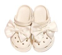 JITASHWA 1Pair Bowknot Shoe Charm Bow Shape Shoe Decoration Elegant Shoe Clip Decorative Shoe Accessories for Clog Sandal Birthday Christmas Party Gifts for Women Girls (White)