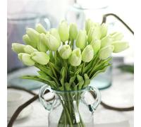 JITASHWA Artificial Flowers 20pcs Fake Tulips, Real Touch Fake Flowers, Artificial Tulip Bouquets for Home Garden Wedding Party Decoration, Green