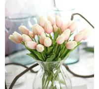 JITASHWA Artificial Flowers 20pcs Fake Tulips, Real Touch Fake Flowers, Artificial Tulip Bouquets for Home Garden Wedding Party Decoration, Light Pink