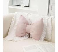 JITASHWA Bow Pillow Throw Pillows, Bow Shaped Decorative Pillow, Pink Bow Cushion Lace Bowknot Throw Pillow, Cute Bow Shaped Pillows for Sofa Couch Bed Living Room Bedroom, Pink, 40x32cm