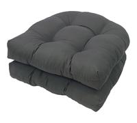 JITASHWA Set of 2 Waterproof Garden Chair Cushions, Outdoor Seat & Backrest Pads, Tufted Thicken Weather & Fade Resistant Chair Pads for Garden Furniture Sofa Couch (Dark Grey)