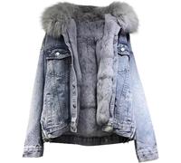 JITASHWA Winter Coats for Women Thickened Jean Jackets Warm Wool Outwear Parka Shacket Sherpa Fleece Lined Hooded Denim Jacket Fall Winter Fashion Clothes Trendy Women Outwear, Blue, M