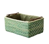 JITASHWA Woven Storage Basket Corn Husk Basket Shelf Basket with Lining Wicker Seagrass Basket Rattan Basket Storage Boxes Organiser for Bathroom Kitchen Closet Dresser Drawer, Small