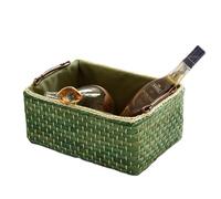 JITASHWA Woven Storage Basket Corn Husk Basket Shelf Basket with Lining Wicker Seagrass Basket Rattan Basket Storage Boxes Organiser for Bathroom Kitchen Closet Dresser Drawer, Medium