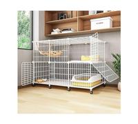 JITEM 2/3 Tier Metal Wire Cat Cage on Wheels Indoor Pet Kitten Ferret Chinchilla Enclosure Large Playpen Kennel for 1-2 Cats, Easy to Assemble Cattery, White