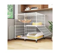 JITEM 2/3 Tier Metal Wire Cat Cage on Wheels Indoor Pet Kitten Ferret Chinchilla Enclosure Large Playpen Kennel for 1-2 Cats, Easy to Assemble Cattery