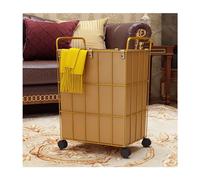 JITEM Blanket Rolling Laundry Hamper on Wheels Iron Wire Frame w/Removable Leather Inner Bag Heavy Duty Laundry Basket Dirty Clothes Cart Sorter Bathroom Organizer Toy Washing Bin