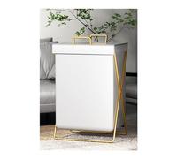 JITEM Blanket X-Frame Collapsible Laundry Basket w/Leather Bag Sorter Organizer Black/Gold Metal Frame Laundry Hamper Luxury Folding Dirty Clothes Basket w/Lid Toy Washing Bin