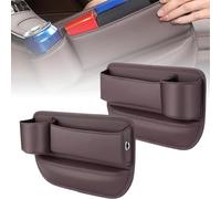 JITEM Car Seat Gap Filler For Citroen DS3 C5 C3 C2 C4 C6, Leather Seat Gap Filler Organiser Cup Holder Gap Bag Storage Box with Cup Holder Seat Accessories,C/Brown- Driver's＋Passenger seat