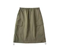 JITEM Women's Drawstring Waist Knee Length Cargo Skirt Summer Retro A Line Skirt w/Pockets Streetwear Green
