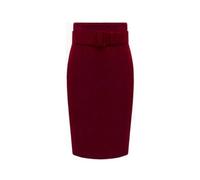 JITEM Womens Knee Length Pencil Skirt Fall Winter A Line Below Knee Office Midi Bodycon Wool Skirt Burgundy