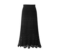 JITEM Women's Stretched Crochet Lace Knitted Hollow Out Long Skirt High Waist Knit Bodycon Long Fishtail Mermaid Skirt Black