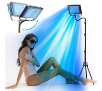 Jitesy Tanning Lamp Solarium for Home, 50 W Sun Lamp, 2 Modes Constant + Pulsating, 5 Brightness Levels, Face Tanning Daylight, Black, High Density, All Skin Tone