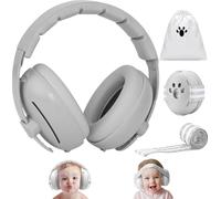 JITIFAZH 2 in 1 Baby Ear Defenders 3-48 Months, Adjustable Children Ear Defenders with Stretchy Band, Infant Baby Noise Cancelling Headphones for Sleep Travel Essentials, CE ANSICertified - Gray