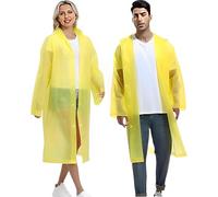 JITIFAZH 2 Pack Reusable Raincoat Rain Poncho with Hoods and Sleeves, Rain Jacket for men and women, Waterproof for Emergency, Hiking, Camping, Disney, Family festival, Outdoor(Yellow+Yellow)