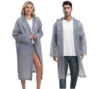 JITIFAZH 2 Pack Reusable Raincoat Rain Poncho with Hoods and Sleeves, Rain Jacket for men and women, Waterproof for Emergency, Hiking, Camping, Disney, Family festival, Outdoor(Gray+Gray)