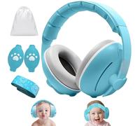 JITIFAZH Baby Ear Defenders 2-in-1 Heart-shaped for Babies and Toddlers up to 4 Years with Soft Cushion and Adjustable Headband, Baby Noise Cancelling Headphones for Sleep Travel Essentials - Blue