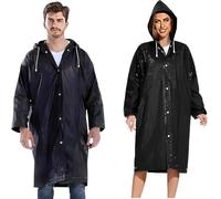 JITIFAZH Outdoor Rain Poncho Raincoats for Adults, 2 Pack Reusable Rain Jacket Rainwear with Hoods and Sleeves,Waterproof for Emergency, Hiking, Camping, Disney,Family festival
