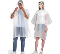 JITIFAZH Rain Poncho RainCoat for Men/Women, 2 Pcs Waterproof Reusable Lightweight Rain Coat with Drawstring Hood, Portable Emergency Poncho for Family Outdoor Activity
