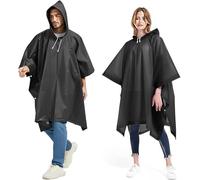 JITIFAZH Rain Poncho RainCoat for Men/Women, 2 Pcs Waterproof Reusable Lightweight Rain Coat with Drawstring Hood, Portable Emergency Poncho for Family Outdoor Activity
