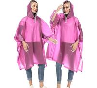 JITIFAZH Rain Poncho RainCoat for Men/Women, 2 Pcs Waterproof Reusable Lightweight Rain Coat with Drawstring Hood, Portable Emergency Poncho for Family Outdoor Activity