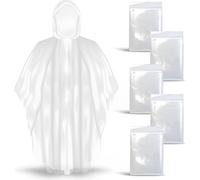 JITIFAZH Rain Ponchos Disposable for Adults, 5 Pcs Clear Family Pack Raincoats with Hood for Disney Travel (Transparent-Cape)