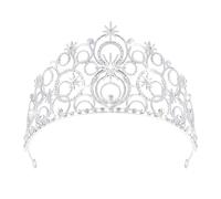 JITINX Crystal Crowns for Women, Crystal Bubble TiaraBride Royal Queen Headband Princess Headpieces for Women Bridal Wedding Prom Birthday Party Crowns, Silver, Large