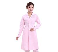 Jitong White Lab Coats for Adults Muiti- Pockets Lapel Buttoned Women & Men Long Classic Work Coat for Physician - Pink | Women, Long Sleeve, S